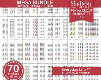 Everyday Life Bundle,  Functional Printable Planner Stickers, Cut Files