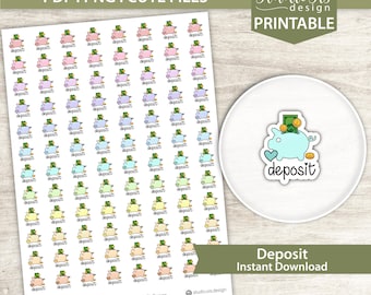 Deposit Doodle Printable Planner Stickers | Icon Planner Stickers for functional planning and reminders - Cut Files