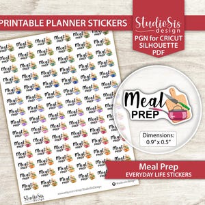 Meal Prep | Printable Printable Planner Stickers | Everyday Life Script Stickers | Cut Files