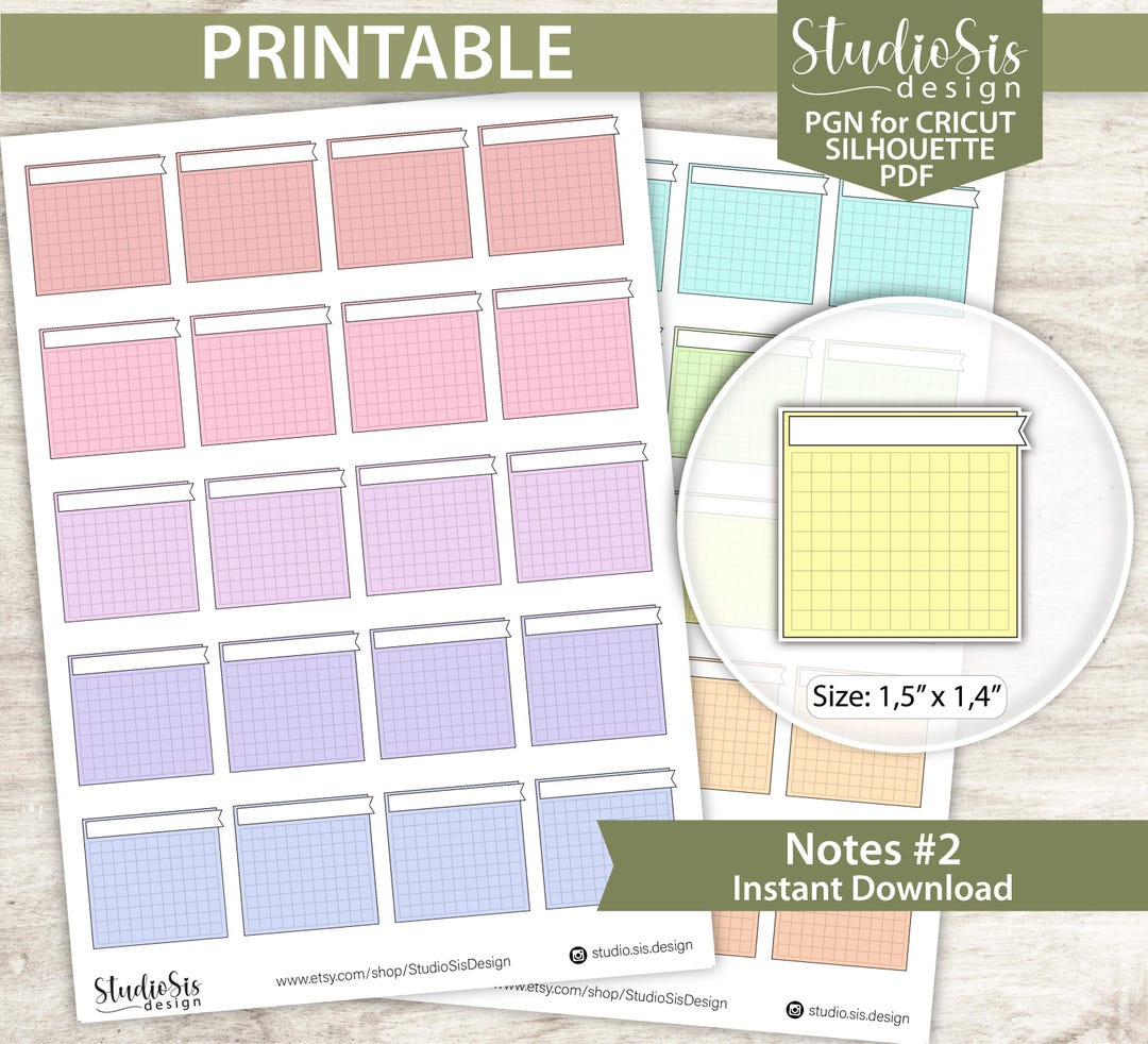 Notes, Printable Planner Stickers, Bullet Journal Stickers, Erin ...
