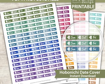 Hobonichi Date Cover, Printable Planner Stickers - Cut Files