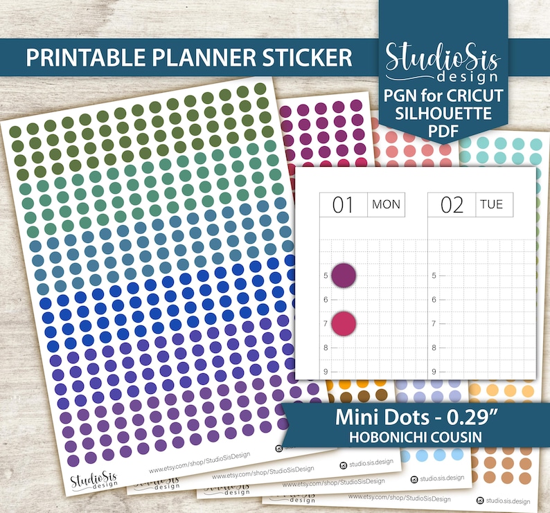 Printable Mini Dots | Hobonichi Cousin Planner Stickers | Cut Files - Etsy