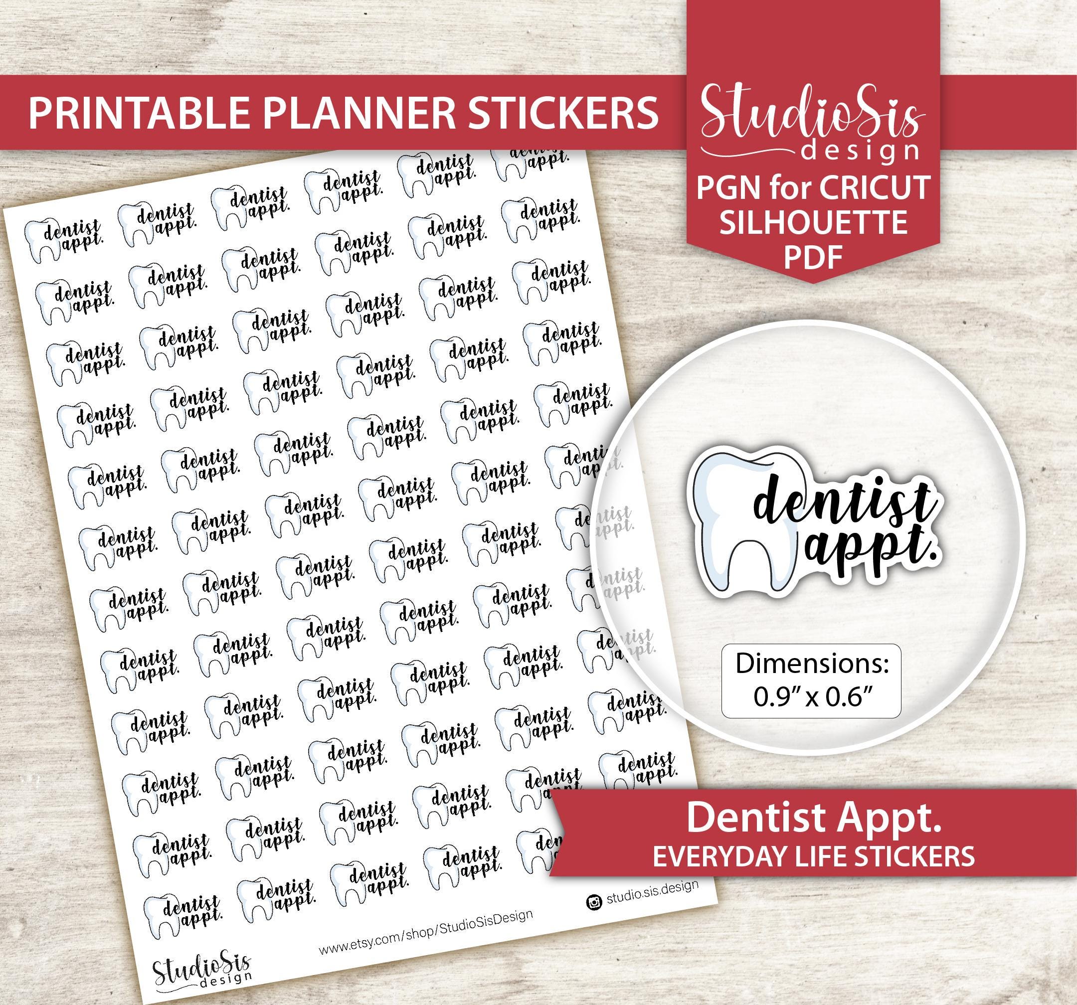 Dentist Appt. Printable Planner Stickers, Everyday Life Script Stickers ...