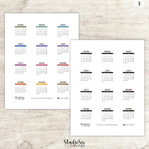 May include: Two sheets of paper with small calendars for the year 2006. Each month is labeled with a different color, and the year is printed in black. The Studio Sis design logo is at the bottom.