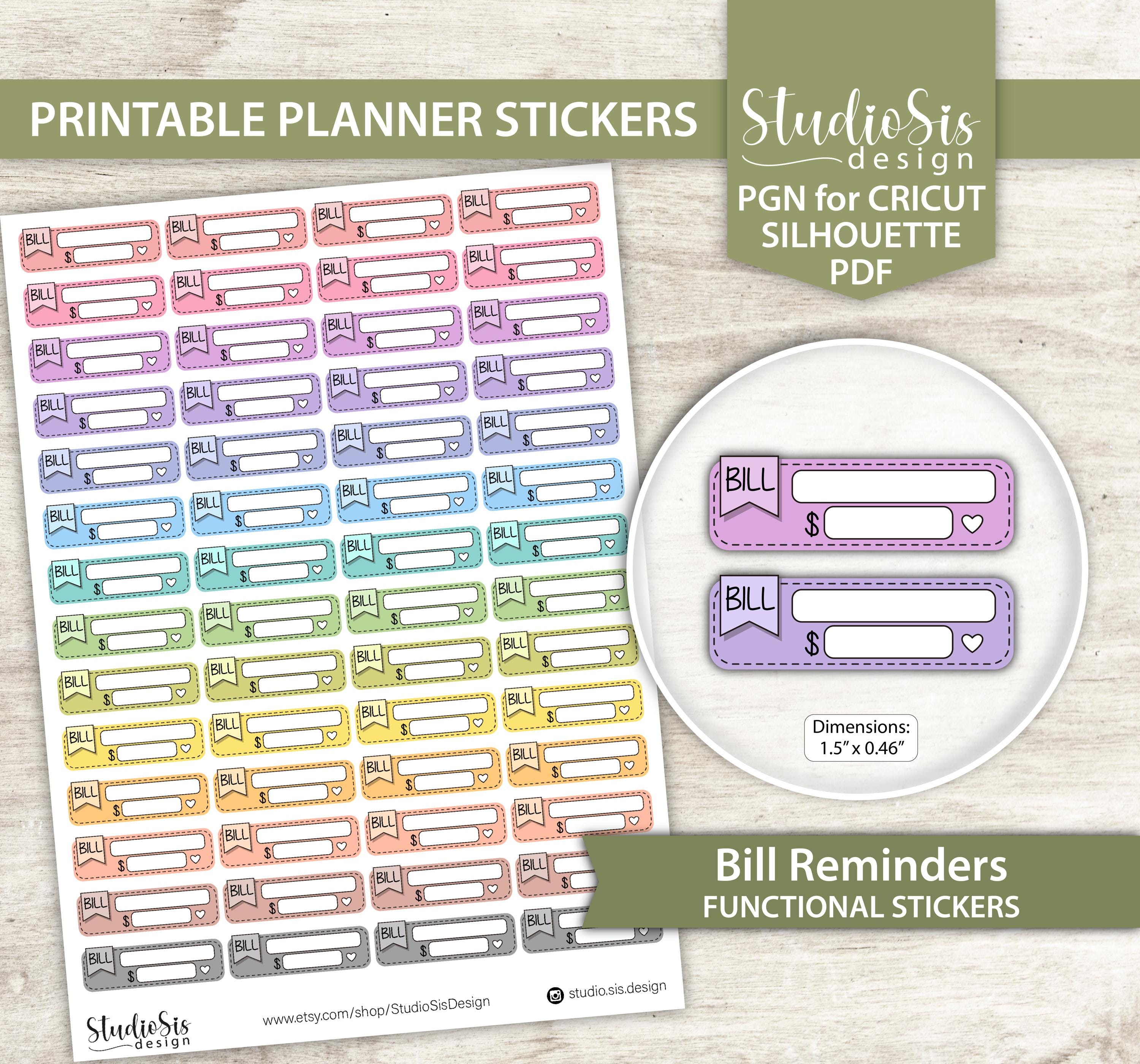 Bill Reminder Printable Planner Stickers, Doodle Script (PDF, PNG) - Etsy