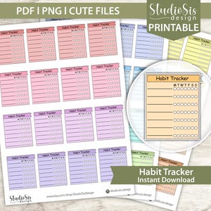 Habit Tracker, Printable Planner Stickers, Bullet Journal Stickers, Erin Condren Stickers - Cut Files
