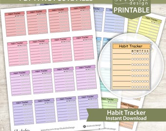 Habit Tracker Box, Printable Planner Stickers, Bullet Journal Stickers, Erin Condren Stickers - Cut Files