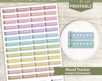 Mood Tracker, Printable Planner Stickers, Bullet Journal Stickers, Erin Condren Stickers - Cut Files