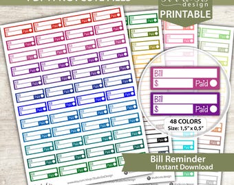 Bill Reminder, Printable Planner Stickers, Bullet Journal Stickers, Erin Condren Stickers - Cut Files