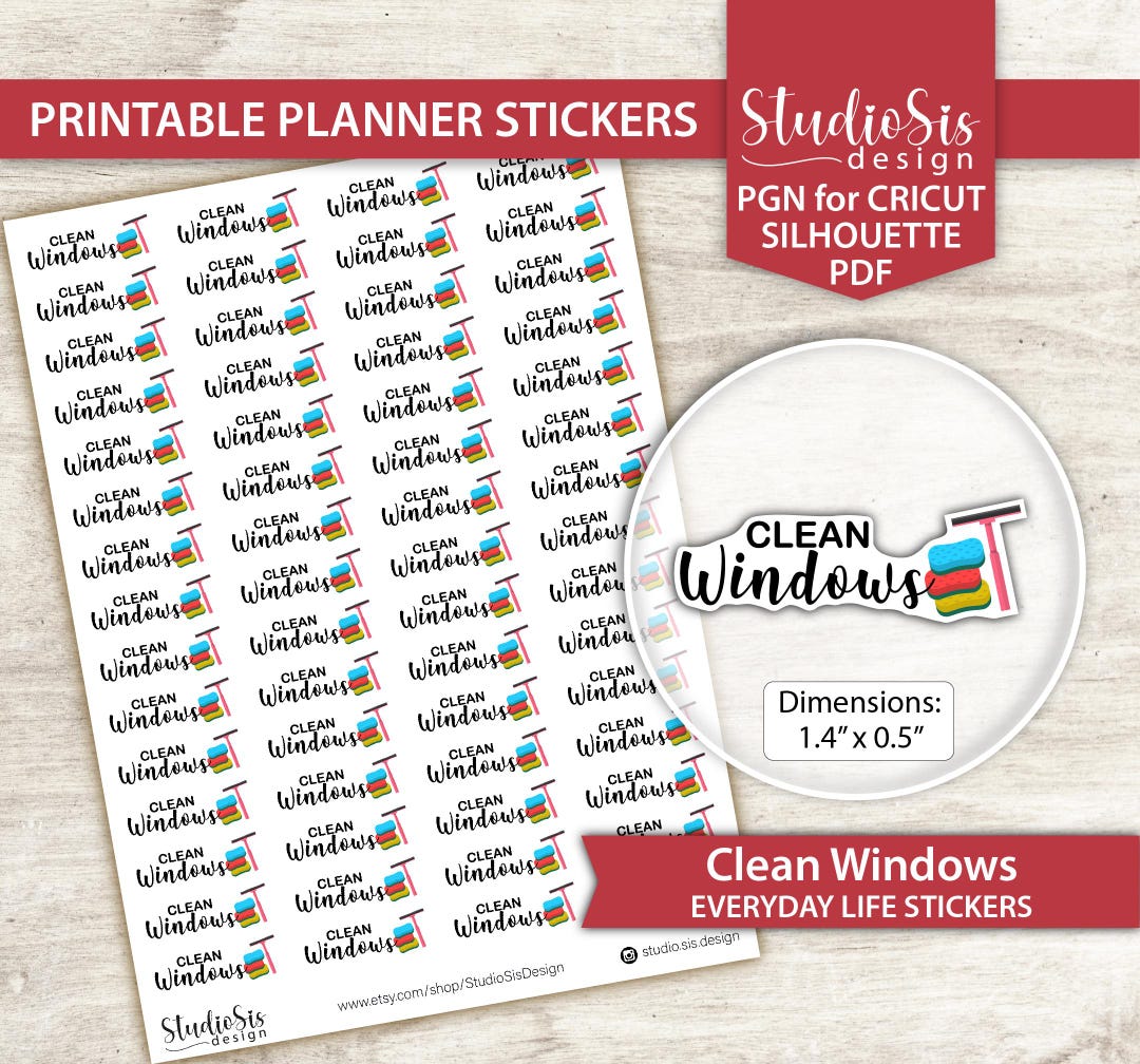 Printable Clean Windows | Planner Stickers | Everiday Life Script ...
