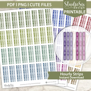 Timremsor, utskrivbara planeringsklistermärken, bullet journal-klistermärken, erin condren-klistermärken - klippfiler