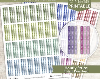 Hourly Strips, Printable Planner Stickers, Bullet Journal Stickers, Erin Condren Stickers - Cut Files
