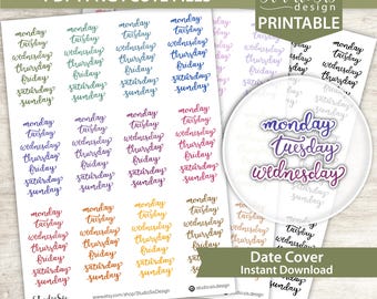 Couverture avec date, autocollants d'agenda imprimables, autocollants Bullet Journal, autocollants Erin Condren - fichiers coupés