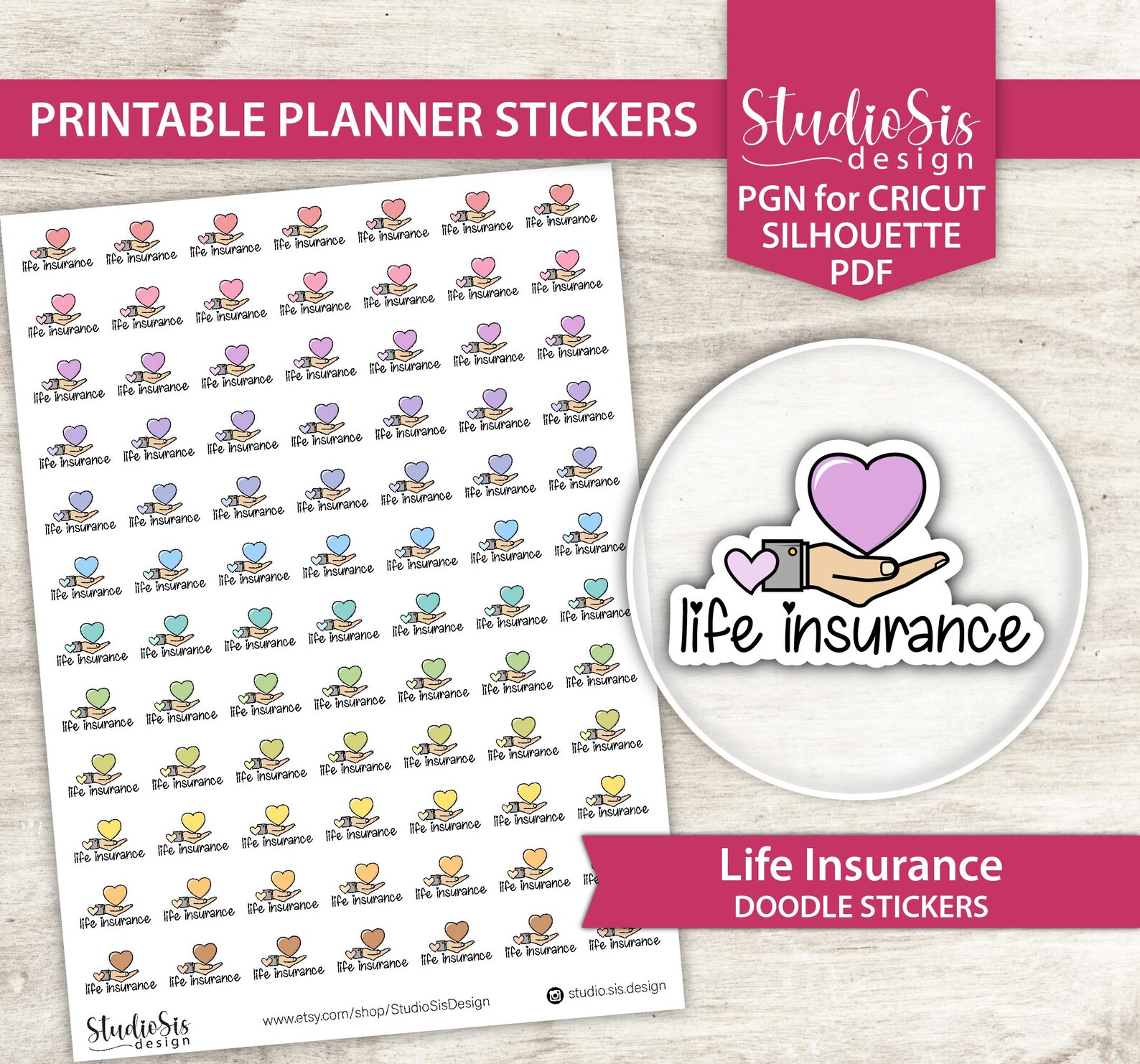 Printable Life Insurance Doodle | Planner Stickers | Everiday Life ...