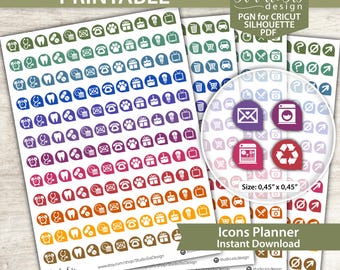 Icons Planner, Printable Planner Stickers, Bullet Journal Stickers, Erin Condren Stickers - Cut Files
