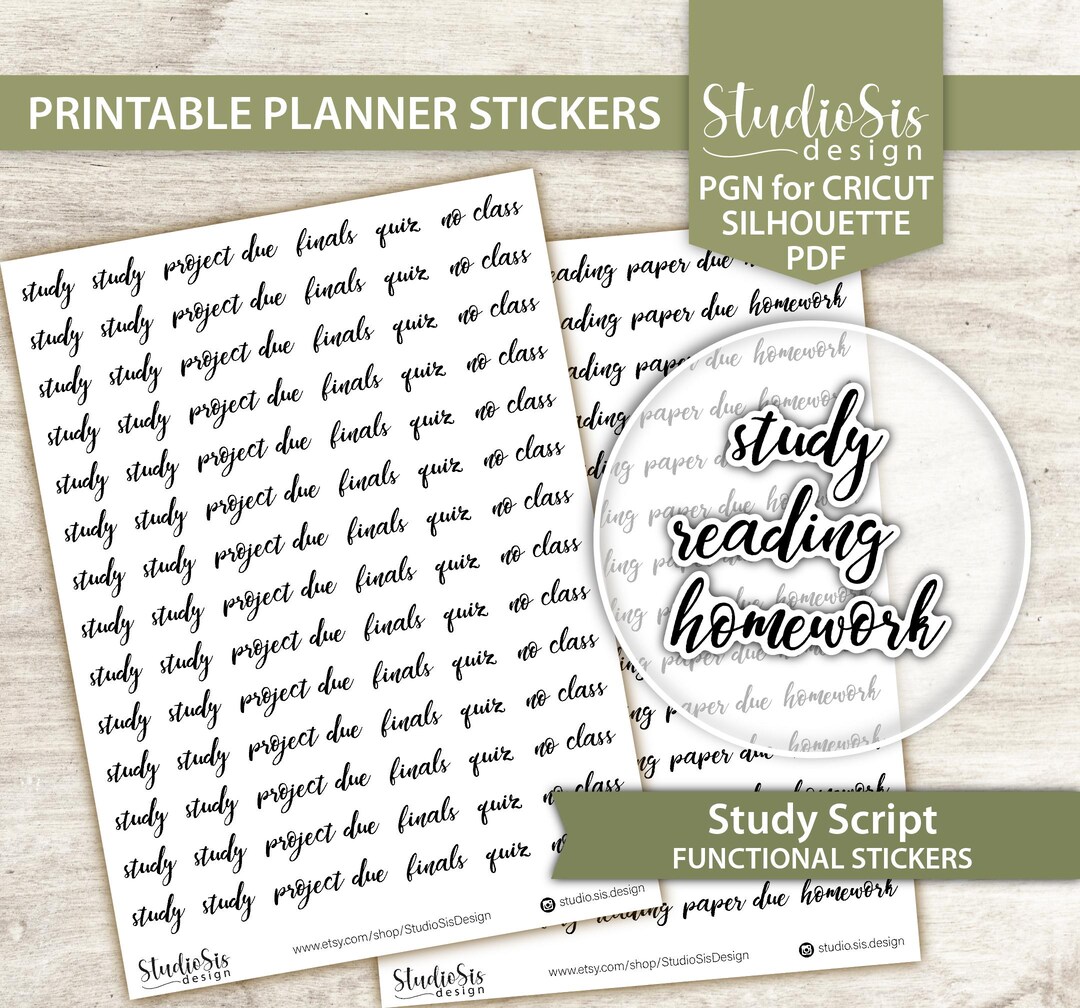 Study Tracker Sticker Study, Printable Planner Stickers, Bullet Journal, Erin Condren ...