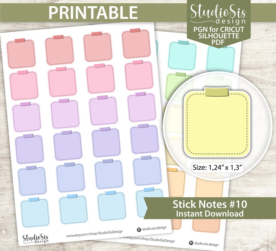 Stick Notes, Printable Planner Stickers, Bullet Journal Stickers, Erin ...