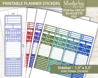 Sidebar, Printable Planner Stickers, Bullet Journal, Erin Condren Stickers - Cut Files