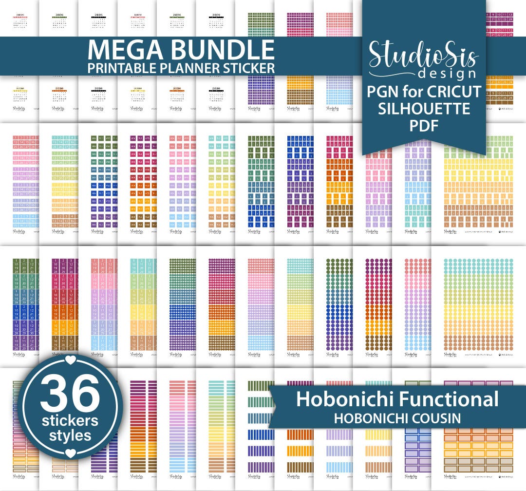 Printable Functional Planner Stickers | Mega Bundle Hobonichi Cousin ...