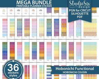 Functional Hobonichi Cousin Bundle,  Printable Planner Stickers, Cut Files