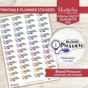 Druckbare Blutdruck | Planer Aufkleber | Alltag Bullet Journal Aufkleber | Schneidedateien
