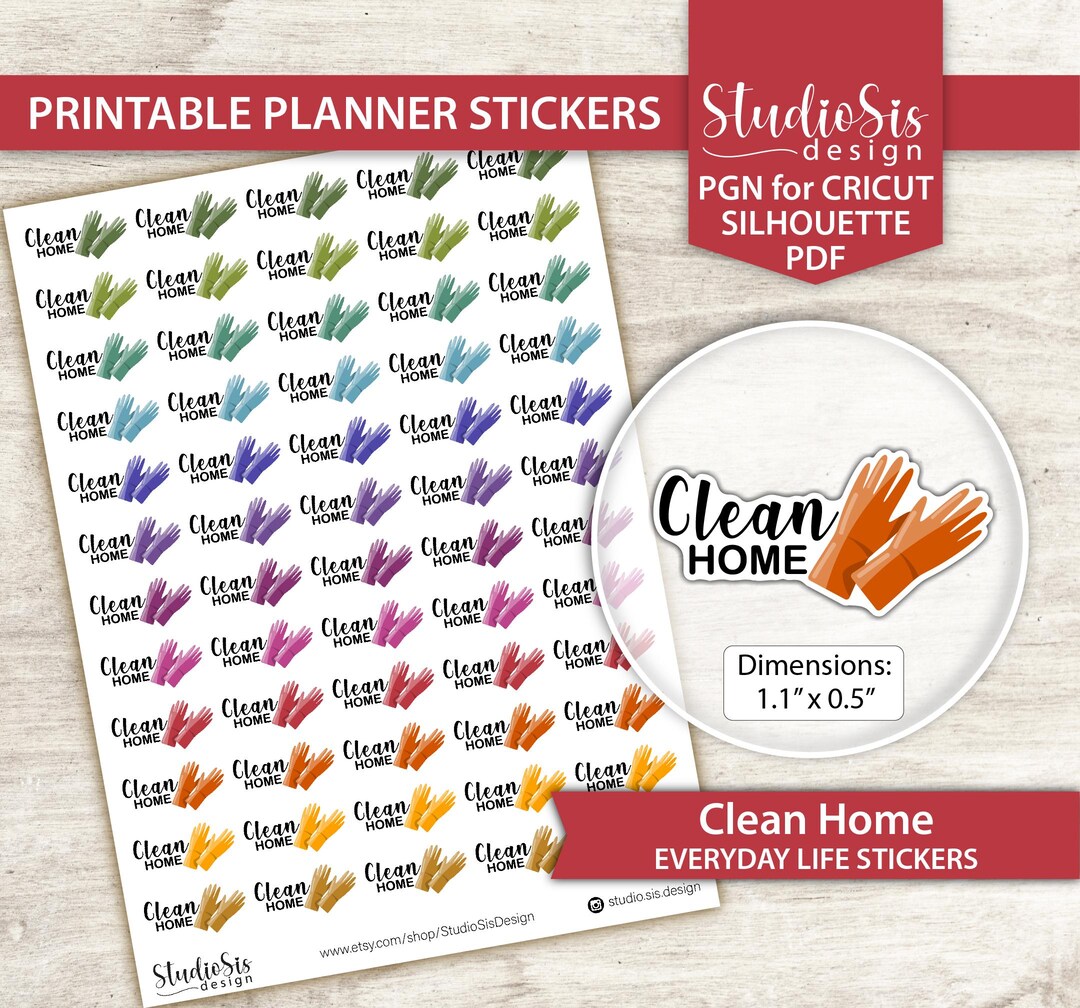 Printable Clean Home | Planner Stickers | Everiday Life Script Stickers ...