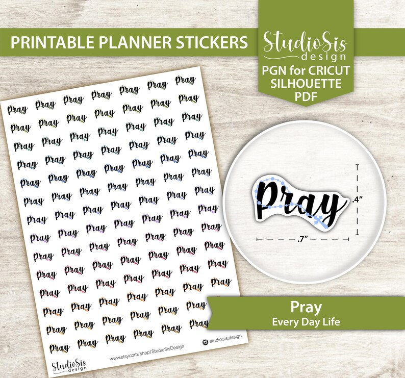 Pray Label Printable Pray, Printable Planner Stickers, Bullet Journal Stickers, Erin Condren ...