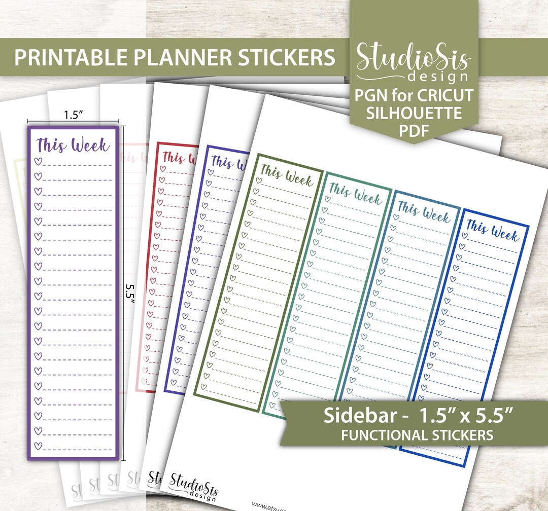 Sidebar, Printable Planner Stickers, Bullet Journal, Erin Condren ...