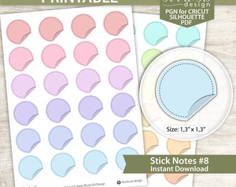 Notas adhesivas, pegatinas imprimibles para agendas, pegatinas para bullet journal, pegatinas de Erin Condren - Archivos de corte
