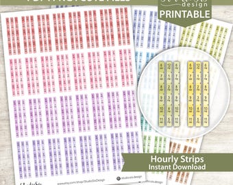 Hourly Strips, Printable Planner Stickers, Bullet Journal Stickers, Erin Condren Stickers - Cut Files