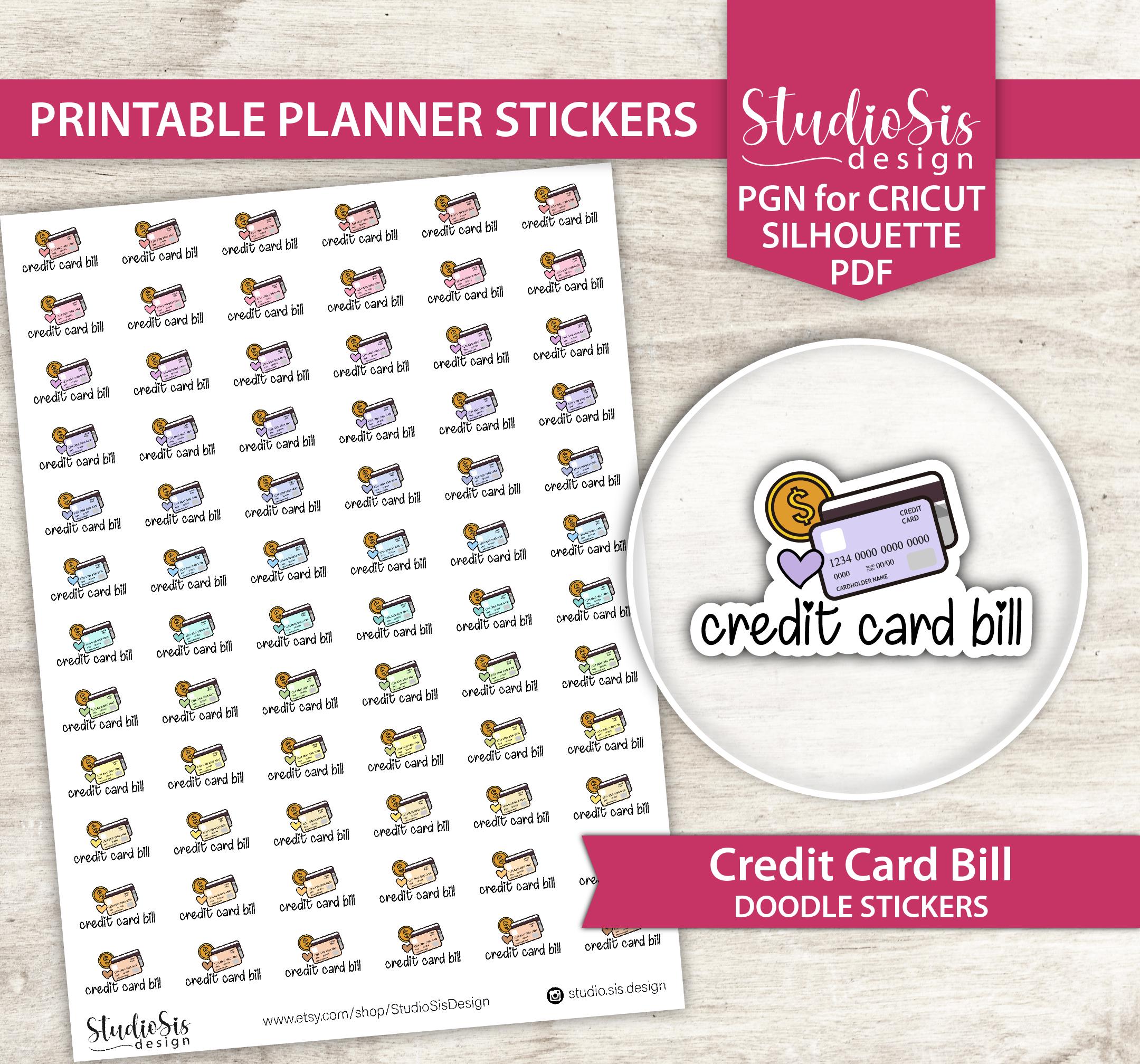 Printable Credit Card Bill Doodle | Planner Stickers | Everiday Life ...