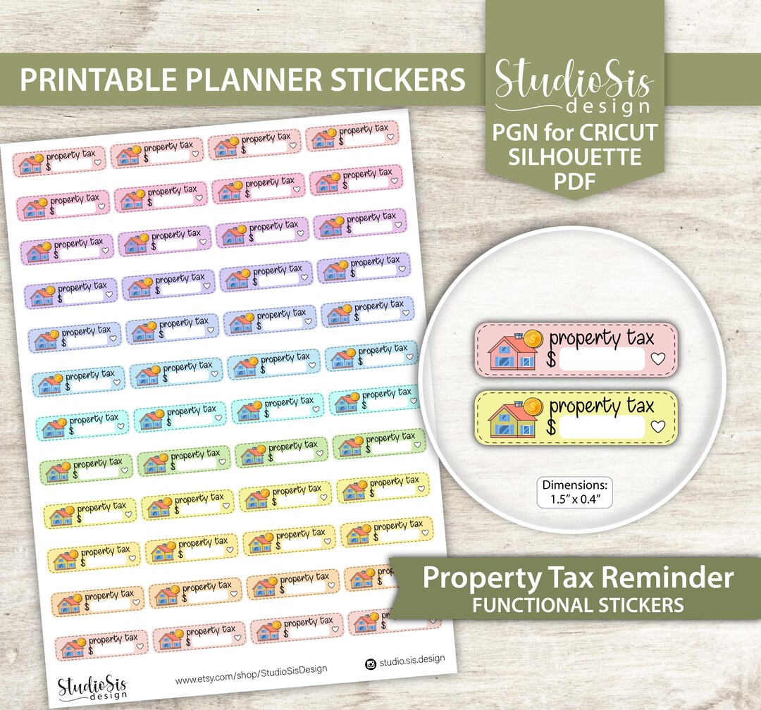 Printable Property Tax | Bill Reminder Functional Planner Stickers ...