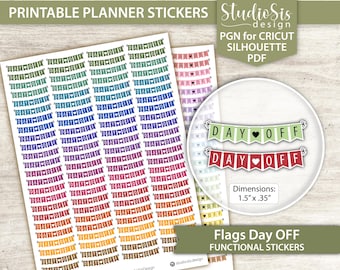 Flags Day Off, Printable Planner Stickers, Bullet Journal Stickers, Erin Condren Stickers - Cut Files