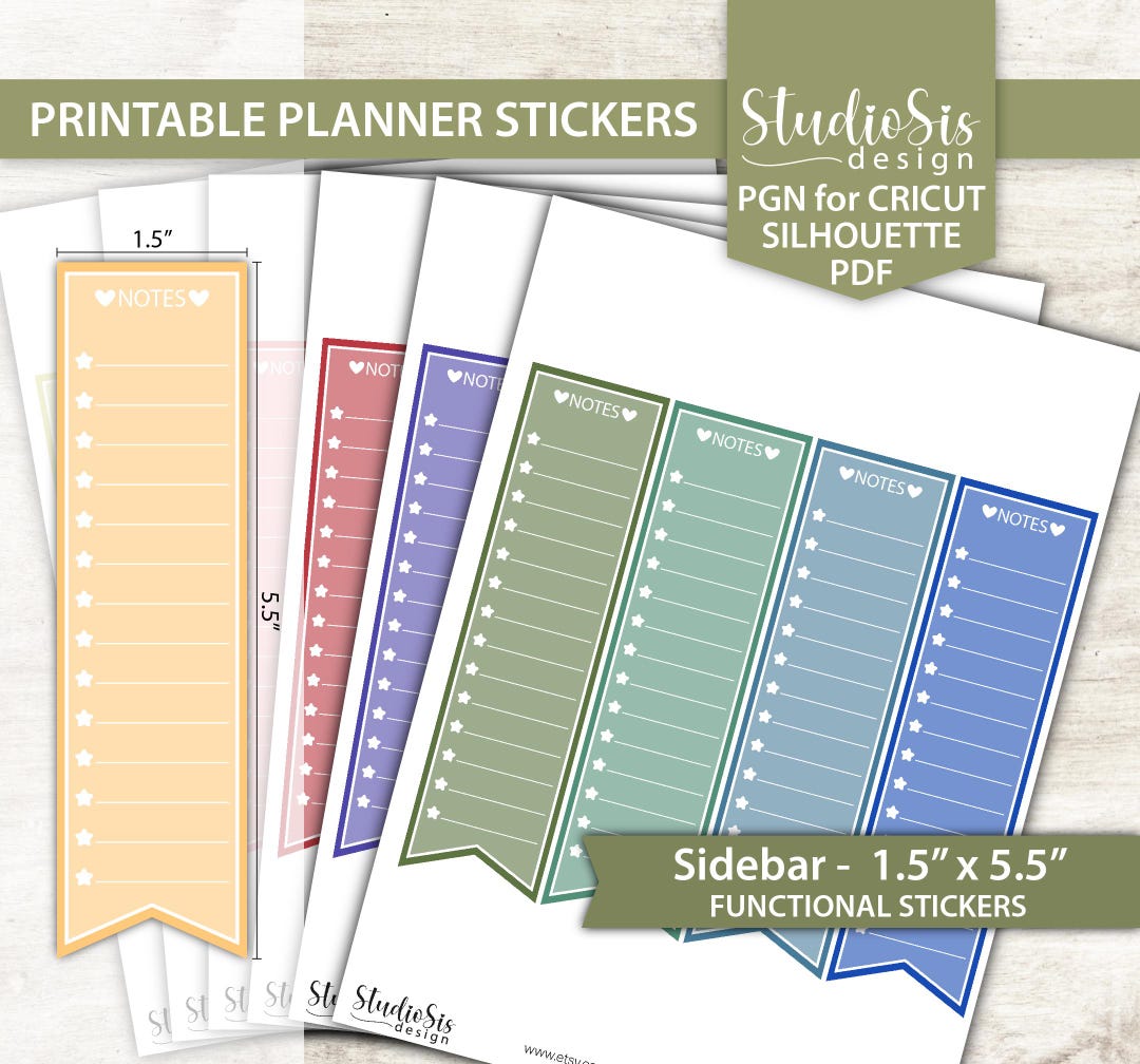 Sidebar, Printable Planner Stickers, Bullet Journal, Erin Condren ...