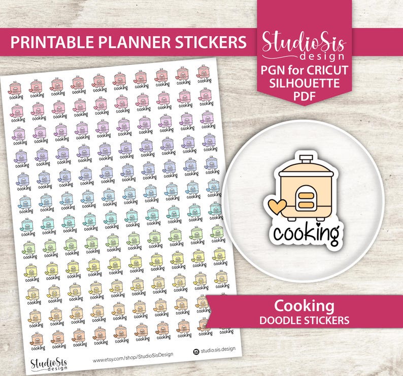 Printable Cooking Doodle | Planner Stickers | Everiday Life Script ...