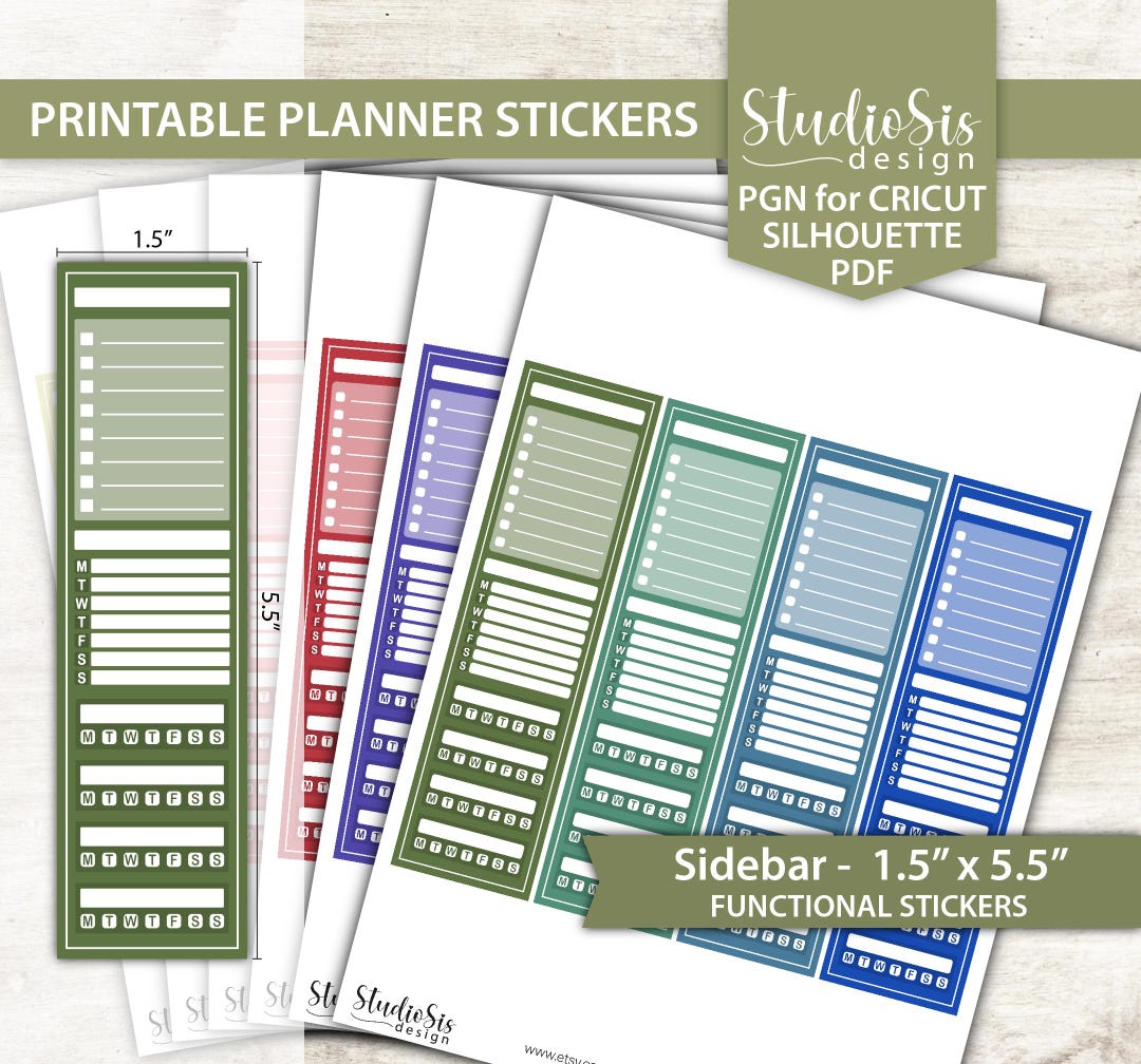 Sidebar, Printable Planner Stickers, Bullet Journal, Erin Condren ...