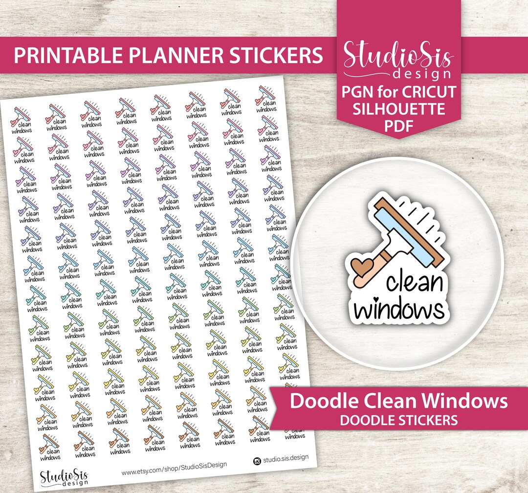 Windows Pritable Doodle Clean Windows Printable Planner Stickers, Cut Files - Etsy Australia