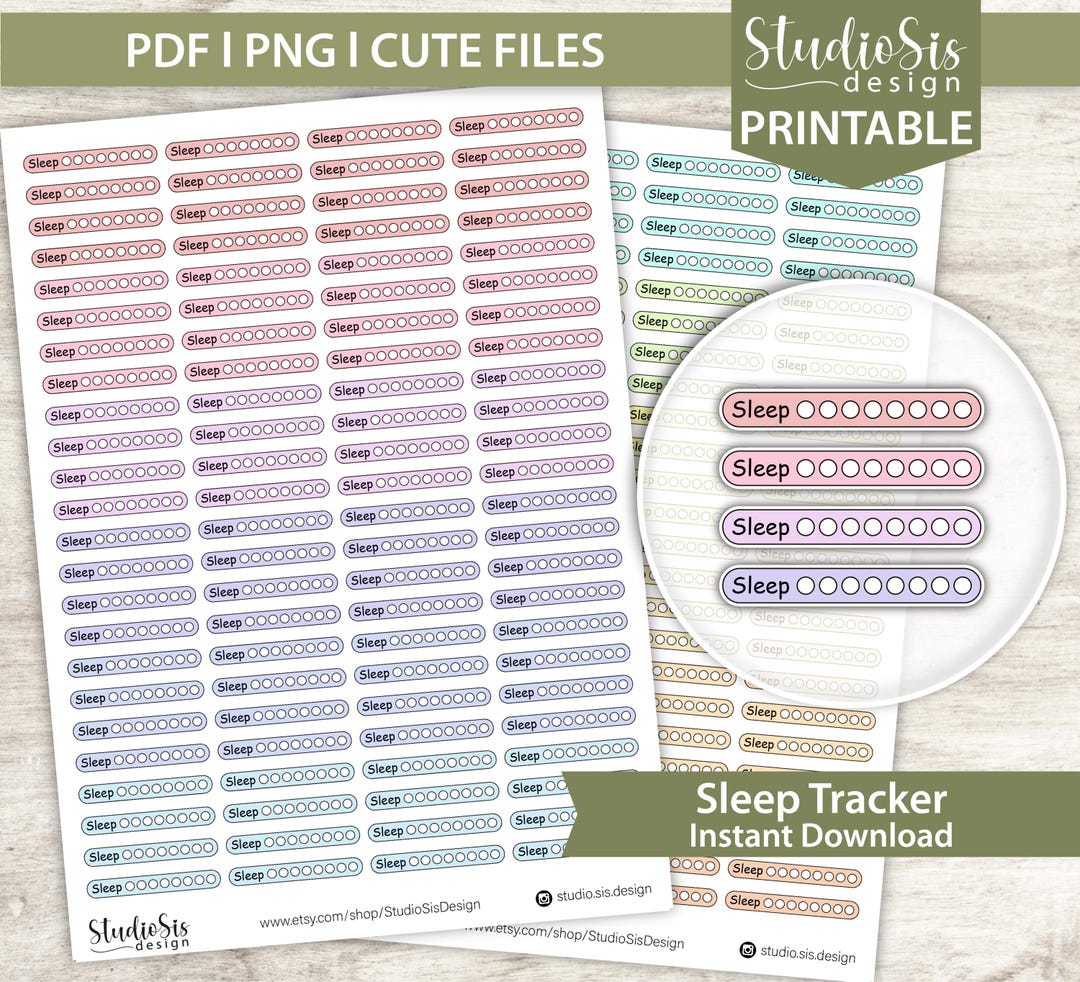 Sleep Trackers Reminder, Printable Planner Stickers, Bullet Journal ...