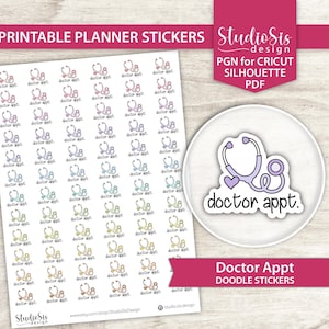 Printable Doctor Appt Doodle | Planner Stickers | Everiday Life Script Stickers | Cut Files