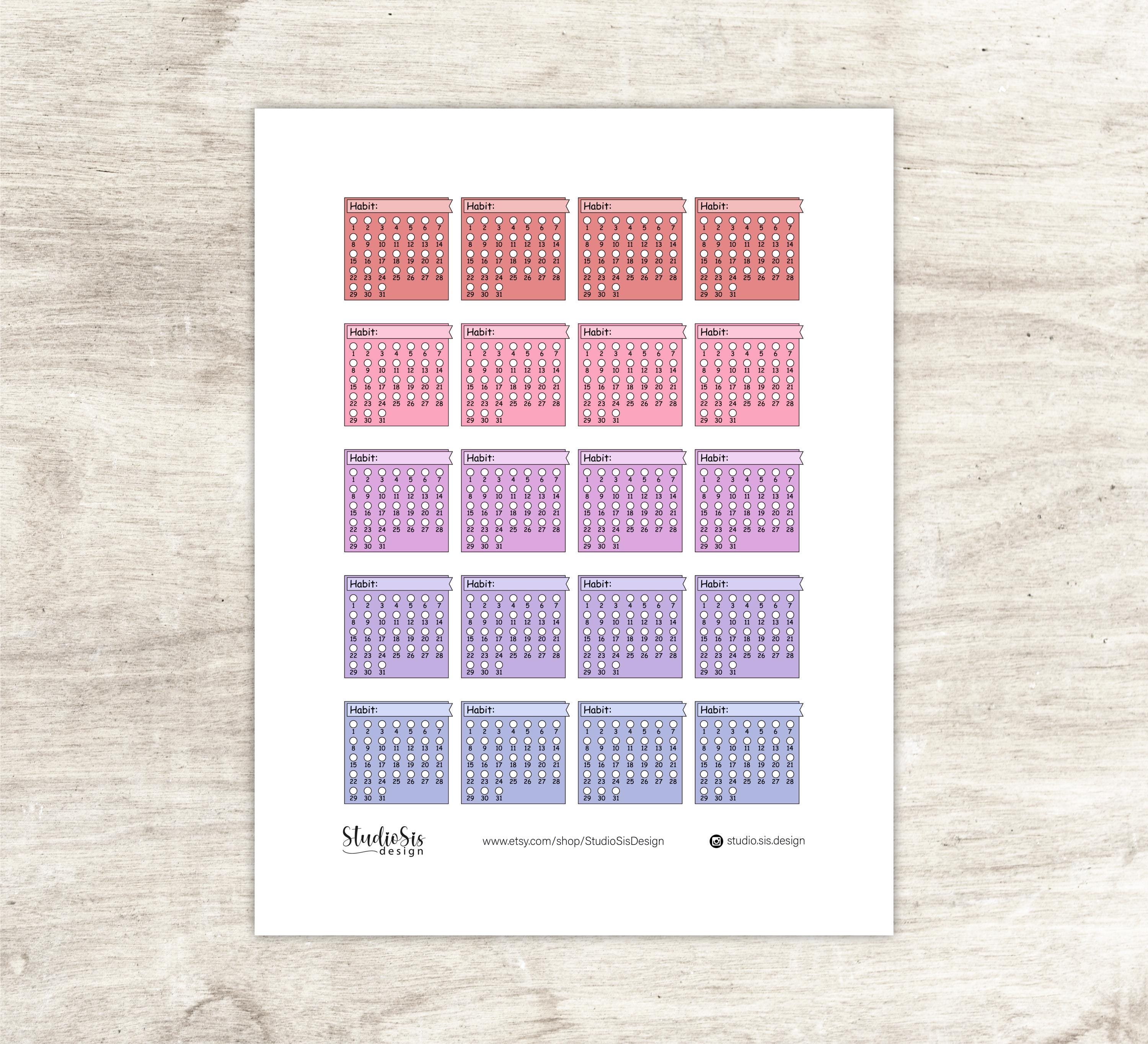 Habit Tracker Box, Printable Planner Stickers, Bullet Journal Stickers ...