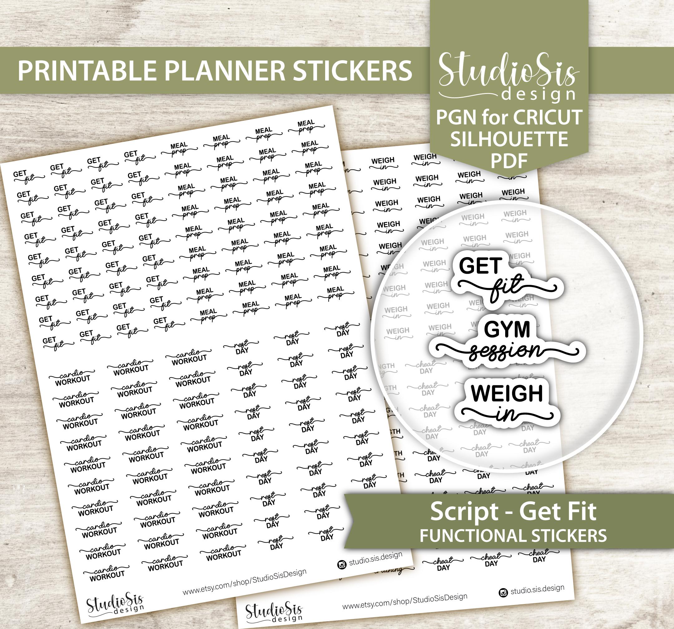 Get Fit Sticker Get Fit, Printable Planner Stickers, Bullet Journal, Erin Condren ...