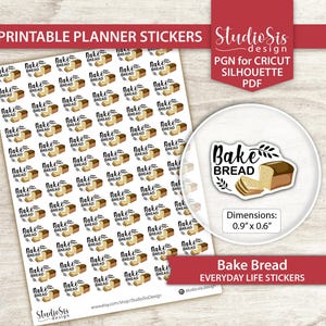 Printable Bake Bread | Planner Stickers | Everiday Life Script Stickers | Cut Files