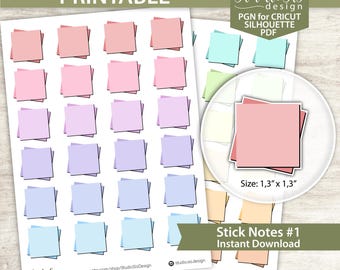 Stick Notes, Printable Planner Stickers, Bullet Journal Stickers, Erin Condren Stickers - Cut Files