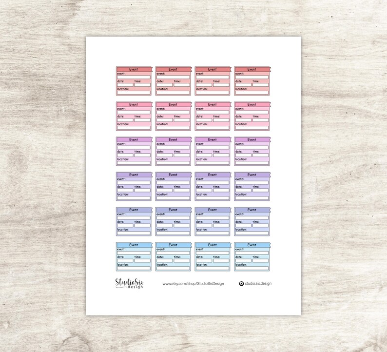 Event Reminder Box, Printable Planner Stickers, Bullet Journal Stickers ...