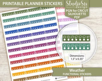 Weather, Printable Planner Stickers, Bullet Journal, Erin Condren Stickers - Cut Files
