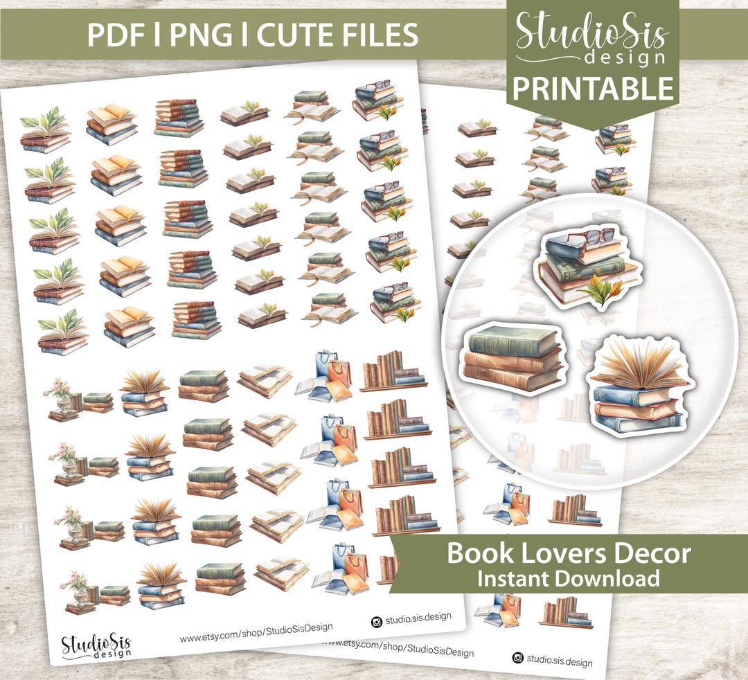Sticker Book Decorations Love Book Decor, Printable Planner Stickers, Bullet Journal Stickers ...