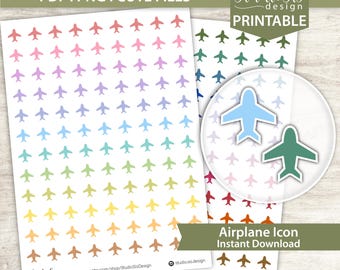 Airplane Icon, Printable Planner Stickers, Bullet Journal Stickers, Erin Condren Stickers - Cut Files