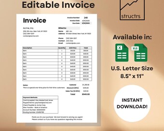 Auto-Calculating Invoice Template: Minimalist Design (Excel & Google Sheets)