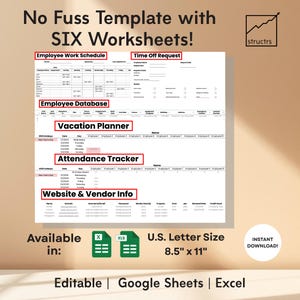 Paket för medarbetarhantering: Excel- och Google Sheets-mallar (digital nedladdning)