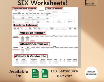 Employee Management Pack: Excel & Google Sheets Templates (Digital Download)